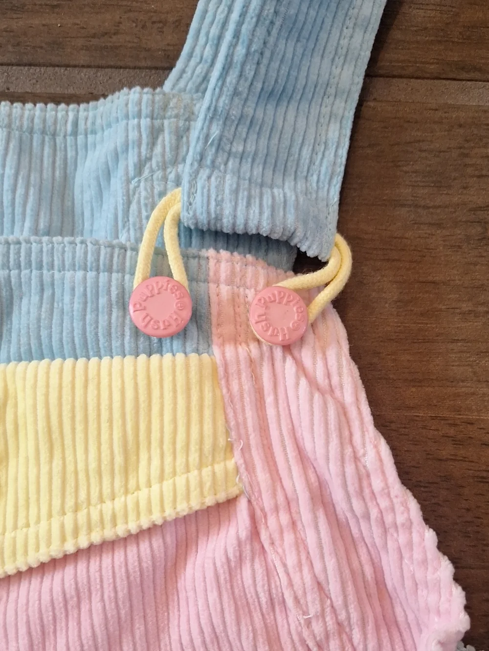 NWT Hush Puppies Old Stock Kids Corduroy Overall Dress Blue Pink Yellow Sz 6X